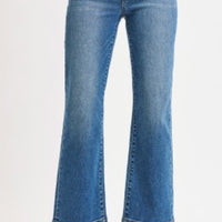 Tummy control high rise crop wide jeans