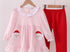 Pink gingham Santa applique girl set