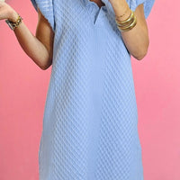 Textured blue Dress- L