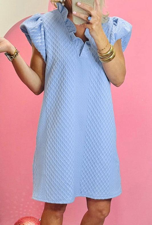 Textured blue Dress- L
