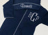 Navy with white picot footie & hat- embroidered