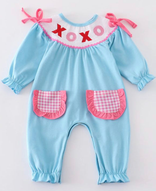 XOXO smocked girls romper