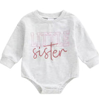 Little sister embroidered sweatshirt onesie