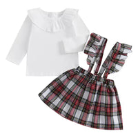 White plaid suspender dress