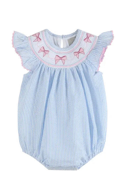 Smocked bow romper
