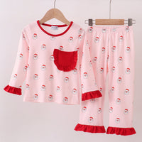 Pink Santa face pajama set