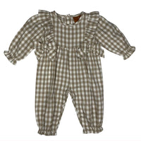 Evelyn romper- khaki gingham