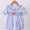 Blue flag smocked ruffle bubble