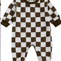 Brown checkered romper