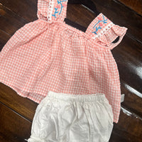 Pink gingham girls bloomer set