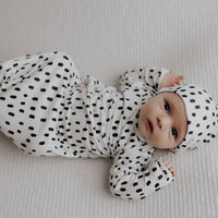 (Copy) Knot gown with hat/bow- polka dot (matches labor gown)