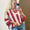 Red colorblock short sleeve sweater top