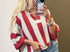 Red colorblock short sleeve sweater top