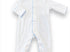 Picot trimmed footie - blue - EMBROIDERED