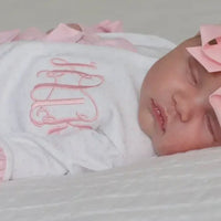 Ruffle footie- embroidered