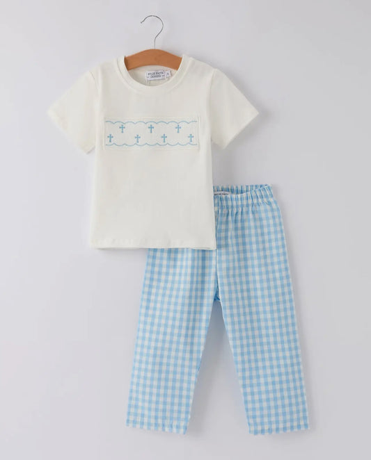 Boys smocked cross set