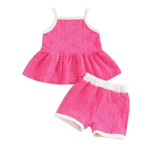 Hot pink short set