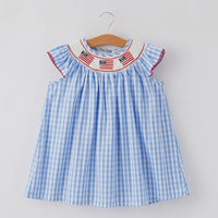 Smocked flag girls dress