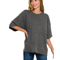 French Terry oversized top- black