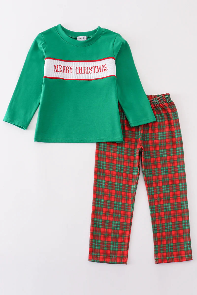 Merry Christmas Smocked boys pant set