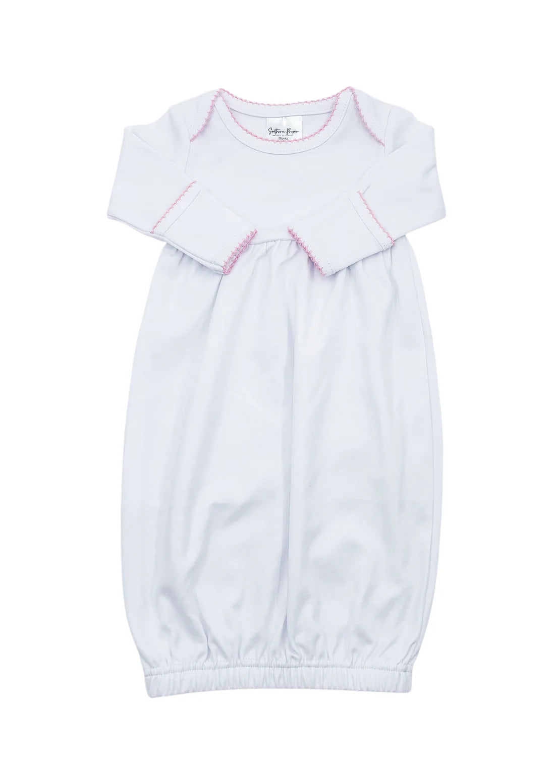 White picot trimmed gown