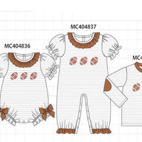 Girls French knot football romper