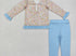 Floral blue legging 1/4 zip set