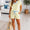 Yellow stripe short set
