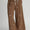 Bow embroidered linen pants-brown
