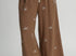 Bow embroidered linen pants-brown