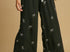 Bow embroidered linen pants- black