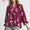 Plum Floral Contrast Trim Blouse