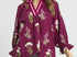 Plum Floral Contrast Trim Blouse
