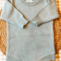 Knit long sleeve romper - blue