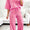 Pink lace sleeve top pant set