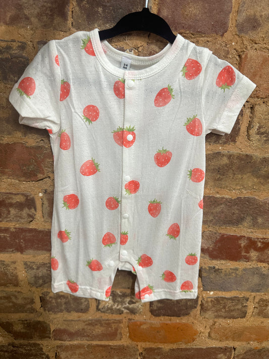 Bamboo Strawberry girls romper