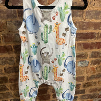 Safari animal bamboo romper 0/3M