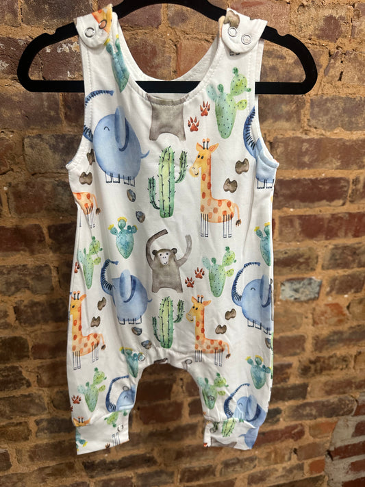 Safari animal bamboo romper 0/3M