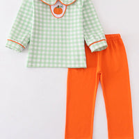 Plaid pumpkin boys set