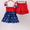 Blue star ruffle smocked set