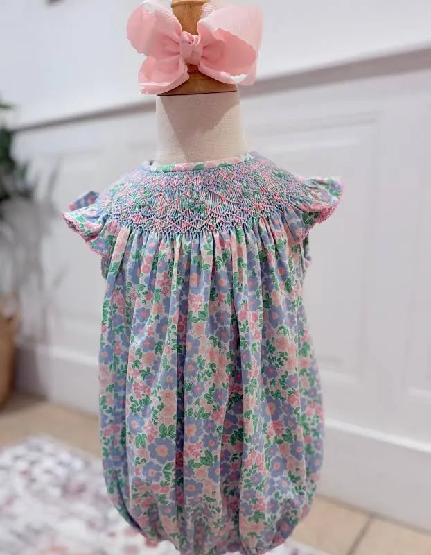 Three sisters happy Daisy smocked bubble