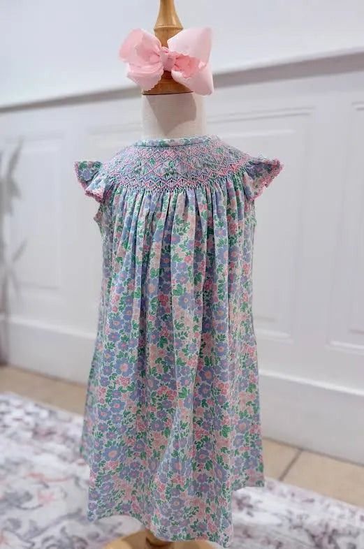 Three sisters happy Daisy smocked dress