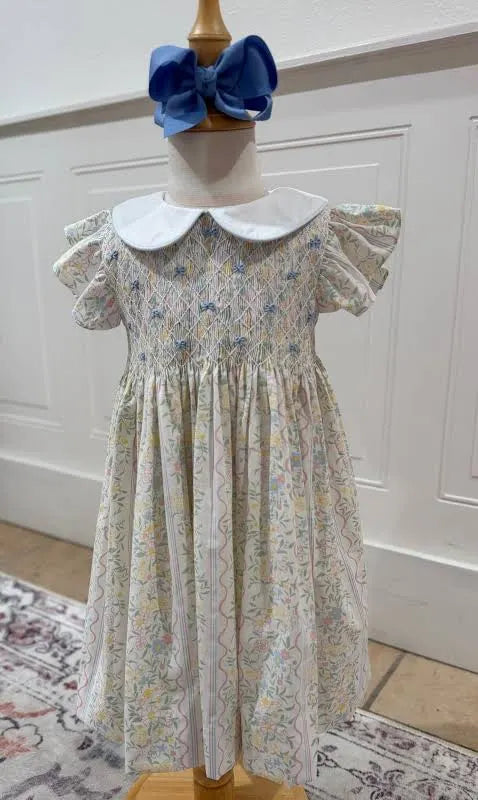 Three sisters spring bouquet smocked dress