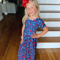 Navy apple jumpsuit