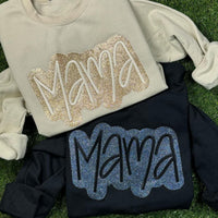 Black Glitter Mama Sweatshirts