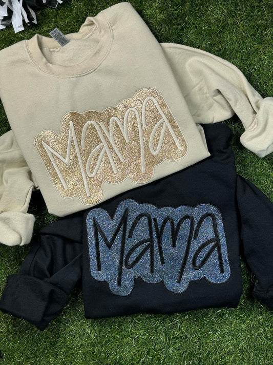 Black Glitter Mama Sweatshirts