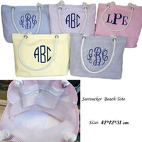 Seersucker Tote bag- embroidered
