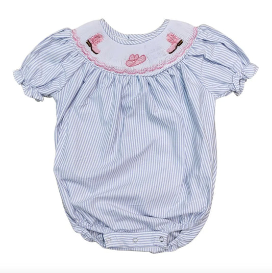 Cowgirl boots & hat smocked bubble