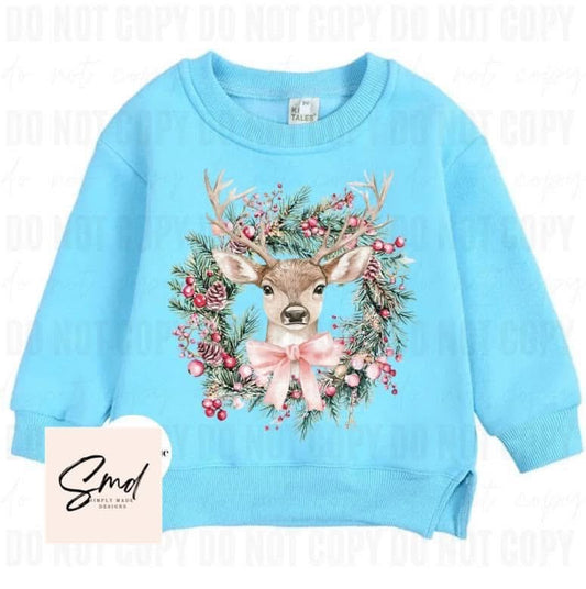 Blue Christmas deer sweatshirt 3/4T