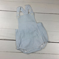 Blue gingham boys romper - embroider me